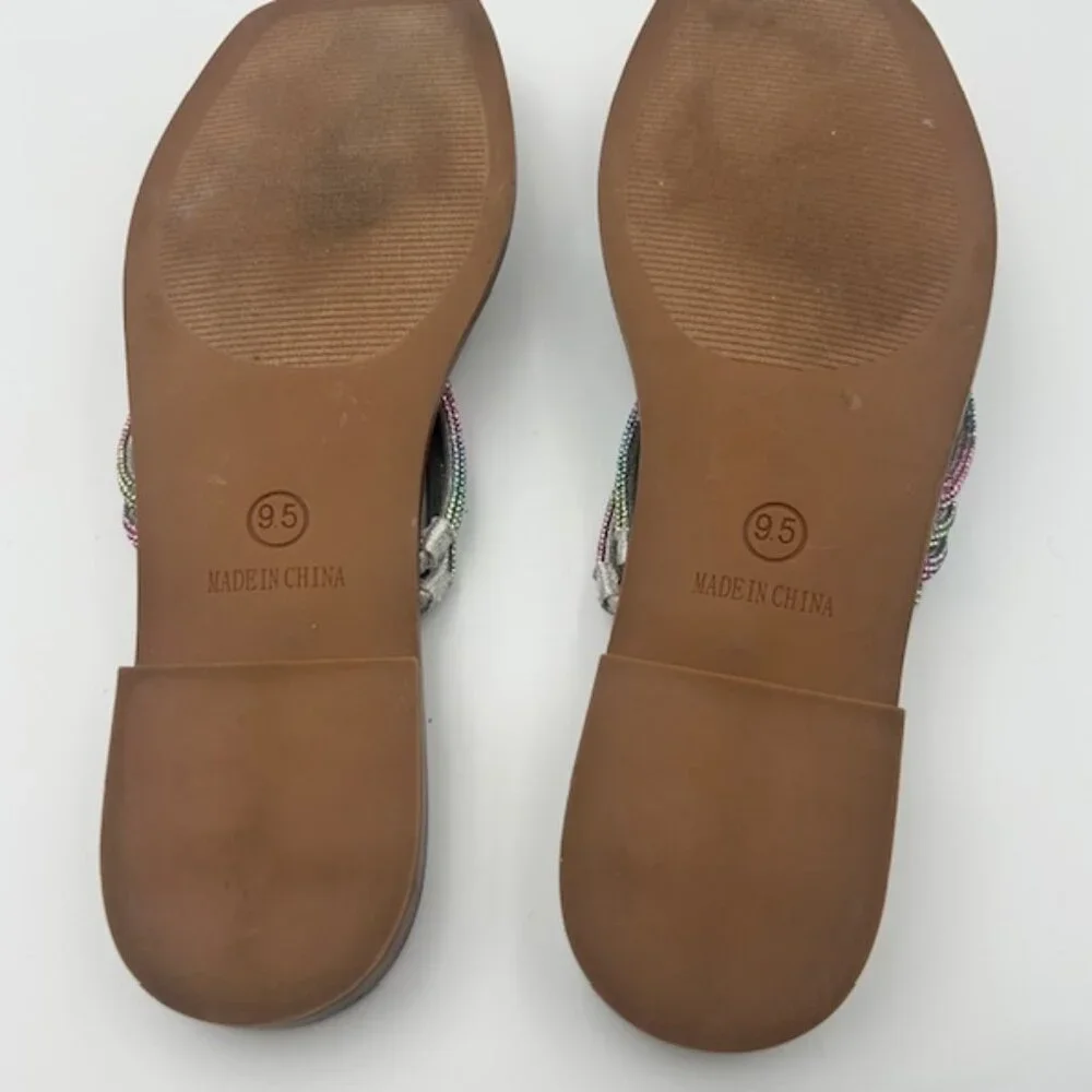 Steve Madden Multicolor Rhinestone Slide Sandals Sz 9.5 OBX Series - Picture 3 of 3